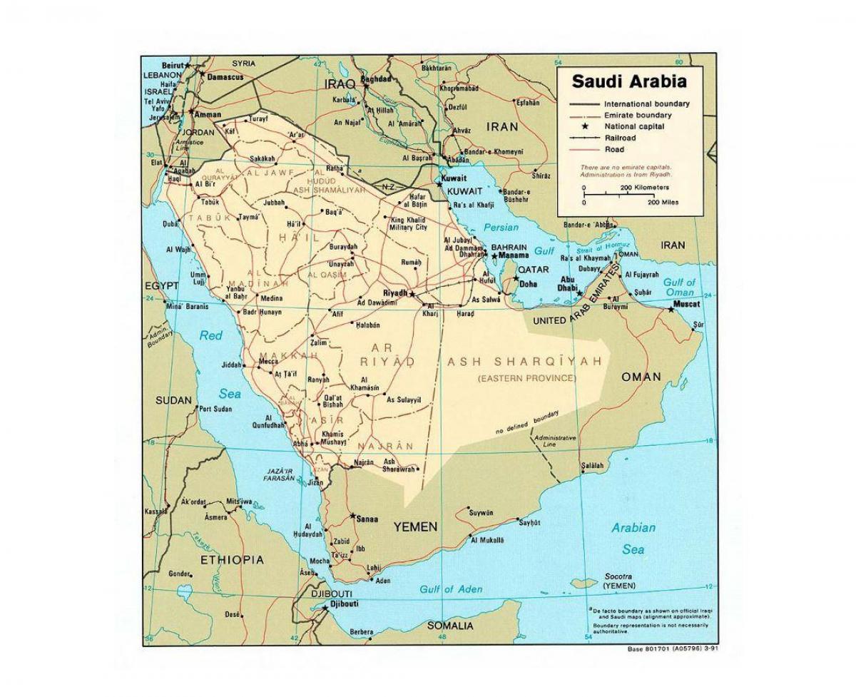 Саудын Араб газрын зураг бүхий томоохон хотууд